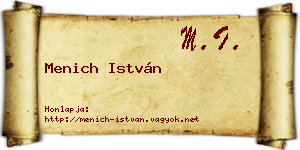 Menich István névjegykártya